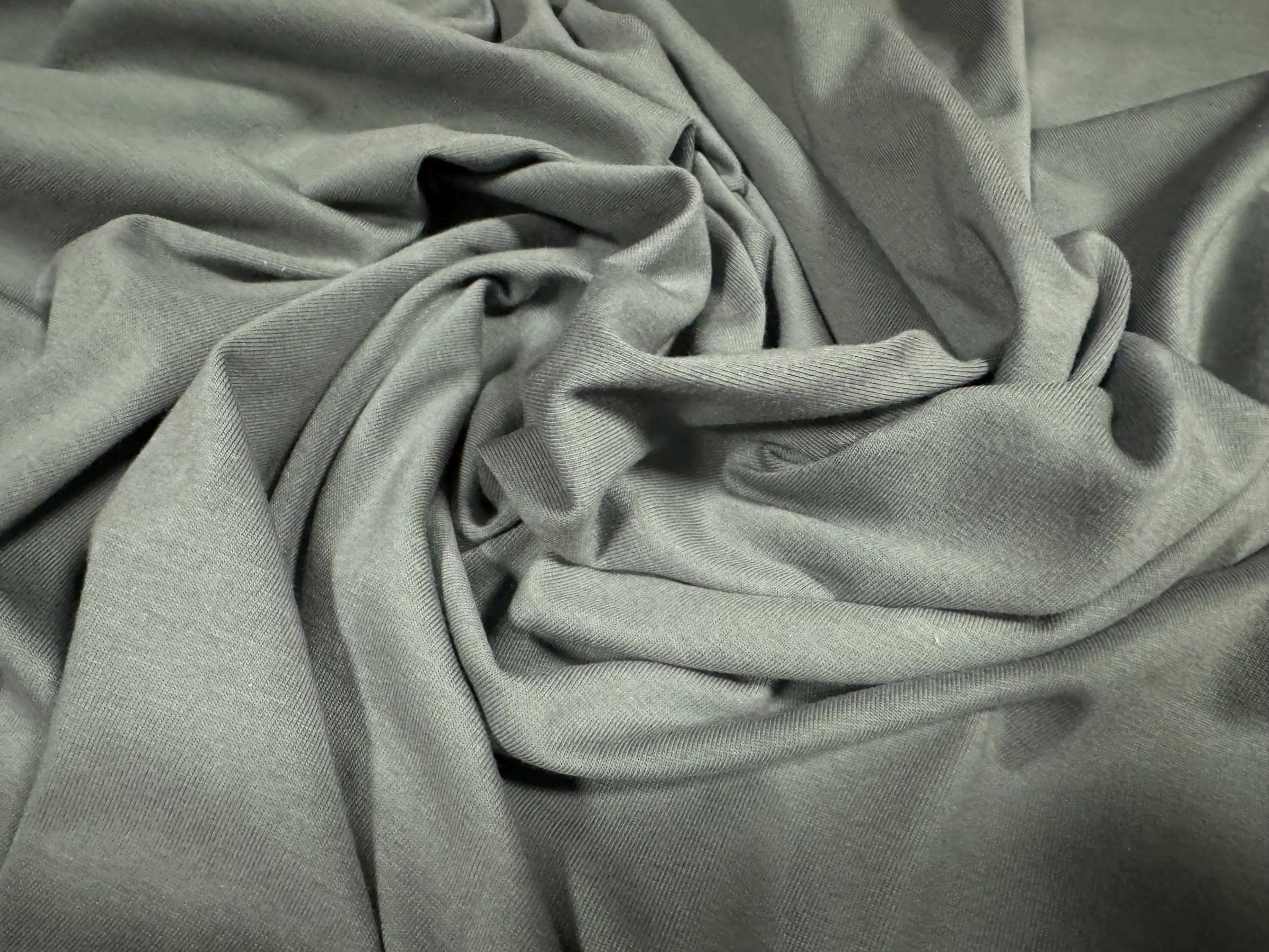 jersey dress fabric uk Cotton Spandex Stretch Single Fabric, per Metre - Plain - Green Grey Pakistani designer wear worldwide shipping