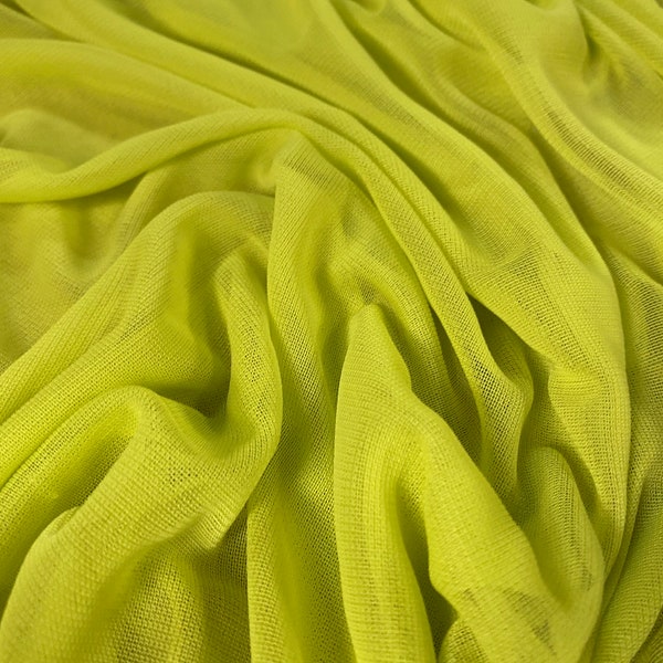 Chiffon jersey fabric, per metre - plain dye - lime green