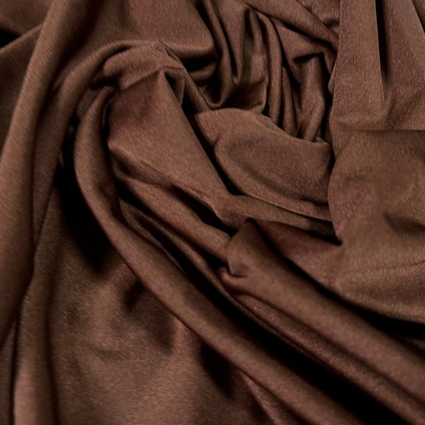 Tissu jersey élasthanne stretch pour maillot de bain au mètre - uni - marron chocolat