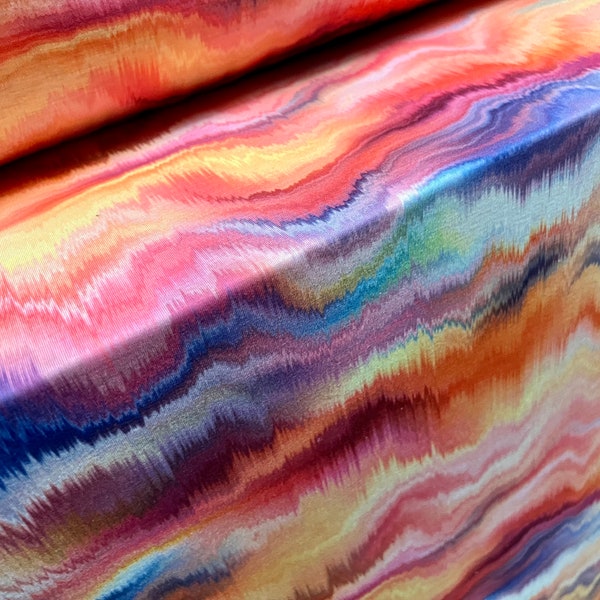 Soft handle single jersey fabric, per metre - rainbow pulse print - multicolour