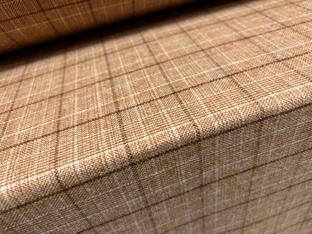 Wool Blend Suiting Jacket Fabric, per Metre - Check - Honey