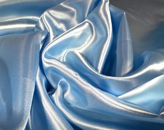 BABY BLAUW/PALE BLAUW/LICHT BLAUW/SKY BLAUW POLYESTER SILKY SATINE STOF **GRATIS POST** VOERINGSMATERIAAL DRESSMAKING PLAIN KLEUR POLYESTER SATIN PROM JURK STOFT