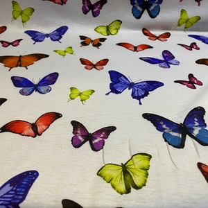 Butterfly print soft handle jersey fabric, per metre - one way stretch