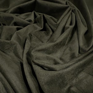 Wildlederimitat Stretch Spandex Jersey Stoff, Meterware - uni - dunkel khaki grün