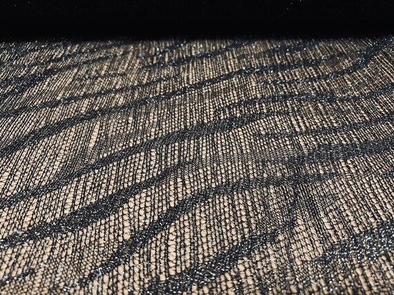 Metallic Crochet Knit Mesh Fabric 1 Metre Panel Length Zebra