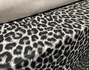 Scuba Stretch neoprene double jersey fabric, per metre - Leopard print - grey