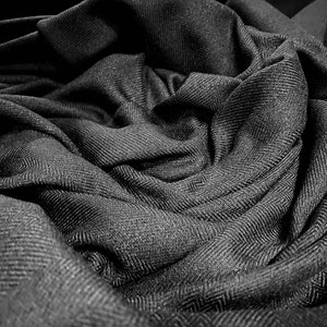 Herringbone weave suiting fabric, per metre - black