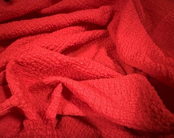 Crinkle crepe stretch woven fabric, per metre - plain - Summer Red