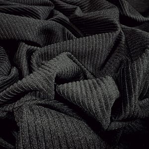 Ottoman rib stretch double jersey fabric, per metre - plain - black