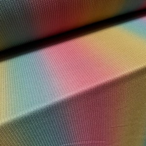 Stretch spandex ribbed jersey fabric , per metre - rainbow ombré stripe print