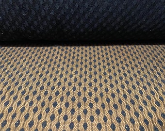 Dobby mesh net lightweight fabric, per metre - black with gold metallic shimmer
