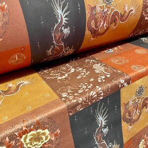 Scuba spandex jersey fabric, per metre - patchwork dragons print