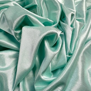 Stretch satin single jersey twill fabric, per metre - plain - aqua