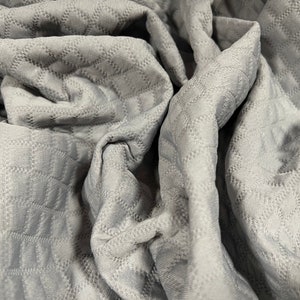 Mock gesteppt doppel Jersey Elasthan Stoff, pro Meter - geometrische Quadrate Design - grau