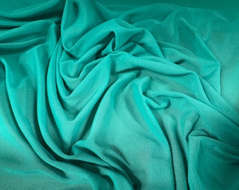 Power mesh net stretch spandex fabric, per metre - Plain - cyan