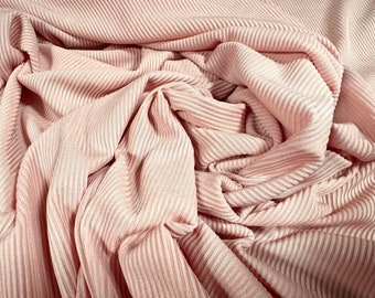 Fine ribbed spandex stretch jersey fabric, per metre - plain - pale pink