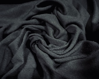 Cotton spandex finely ribbed stretch jersey fabric, per metre - plain - black