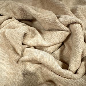 Soft chenille upholstery fabric, per metre - plain - beige