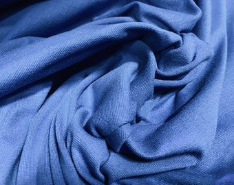 Cotton interlock jersey fabric, per metre - blue