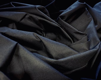 Stretch cotton poplin woven blouse shirt dress fabric, per metre - black