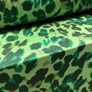 Swimwear stretch spandex jersey fabric, per metre - funky leopard print - green