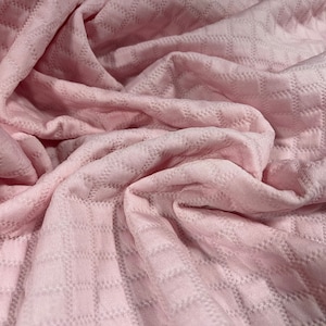 Mock gesteppt doppel Jersey Elasthan Stoff, pro Meter - geometrische Quadrate Design - Baby rosa