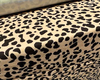 Scuba crepe stretch spandex jersey fabric, per metre - cheetah animal print - cream