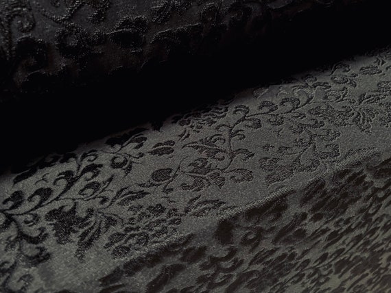 Stretch spandex floral jacquard jersey fabric, per metre - black