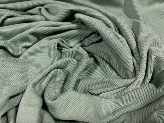 Fine Rib Jersey Knit Fabric, per Metre Plain Sea Green 