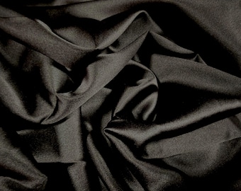 Silky Stretch charmeuse satin dress fabric, per metre - plain - black