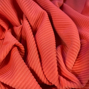 Ottoman rib Stretch jersey fabric , per metre - Coral