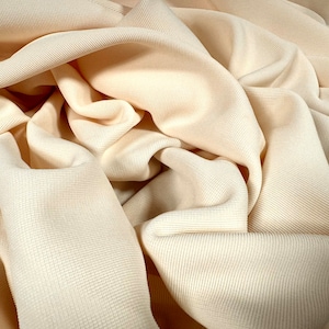 Fine Ottoman rib stretch double jersey fabric , per metre - plain - oyster