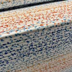 Lady K lightweight burnout single jersey fabric, per metre - Ombré spots print - orange & blue