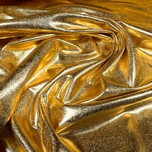 Metallic lamé stretch spandex jersey fabric, per metre - plain - gold