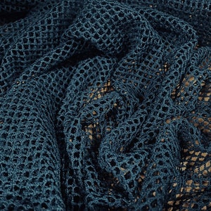 Fishnet mesh net jersey fabric, per metre - plain - teal
