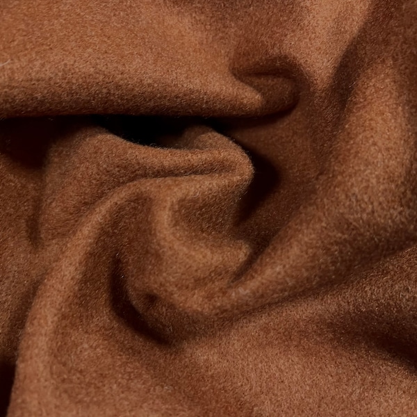 Vegan wool heavyweight flannel fabric, per metre - plain - chestnut brown