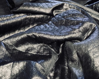 Mock Diamant Quilt Doppel Jersey Satin Stretch Stoff, Meterware - schwarz
