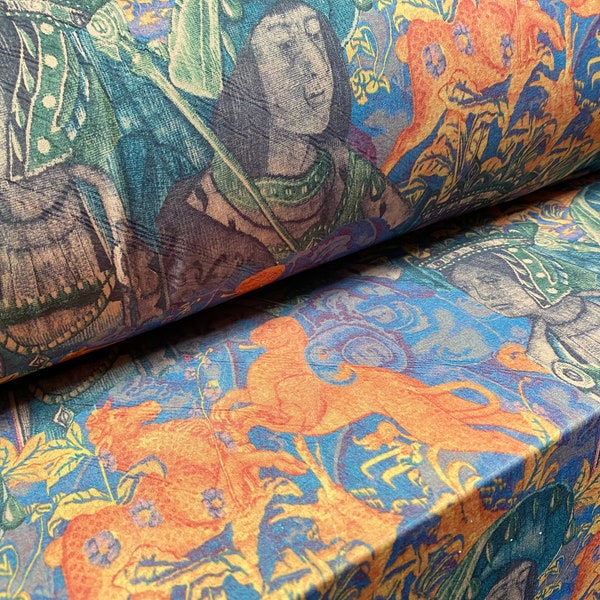 Soft touch stretch spandex jersey fabric, per metre - Henry of Tudor Kings & Queens print