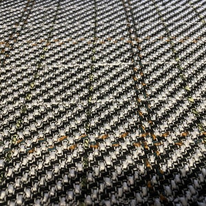 Italian wool blend check coat fabric, per metre