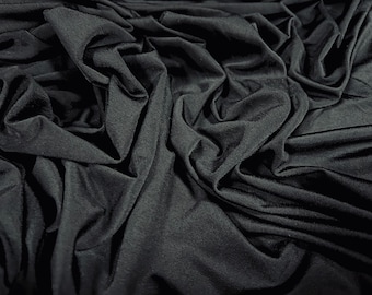 Soft touch spandex stretch jersey dress fabric, per metre - plain - black