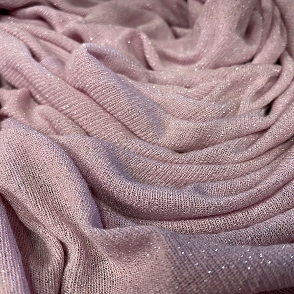 Tissu jersey élasthanne maille métallisée lurex au mètre - rose