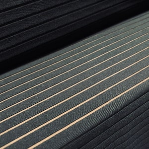 Ottoman rib stretch spandex jersey fabric, per metre - burnout stripe - black