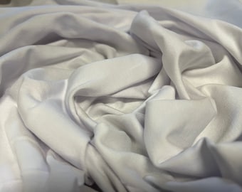 Cotton spandex stretch single jersey fabric, per metre - plain -  white
