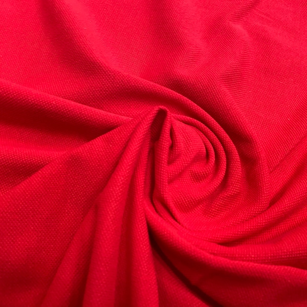 Cotton pique polo jersey fabric, per metre - red