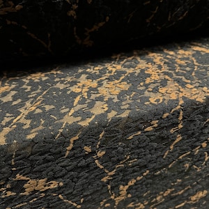 Stretch Spandex Kleiderstoff, Meterware - 4-Wege-Stretch - Blumenprint - schwarz & braun