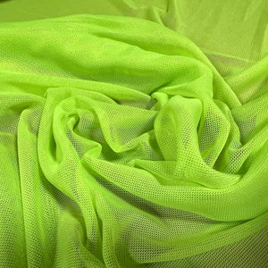 Netz Mesh Netz Stretch Spandex Stoff, Meterware - Uni - lime grün