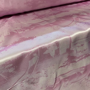 Printed silky satin fabric, per metre - American Landmarks pink