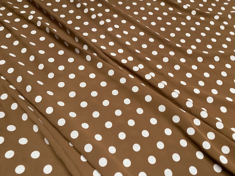 tobacco /& white polka dot print Bubble crepe woven with comfort stretch
