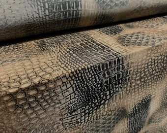 Power mesh net stretch spandex fabric, per metre - distressed crocodile print