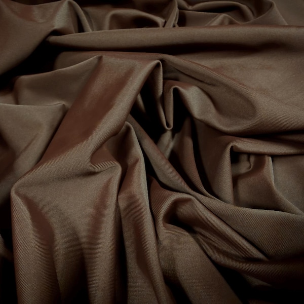 Stretch sateen activewear jersey fabric, per metre - matte - brown